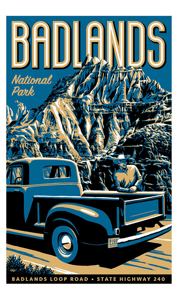 Badlands National Park Vintage-Style Poster | Scenic Hwys