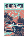 Illustration of vintage car at Grand Canyon National Park