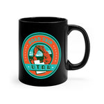 Front view of black mug with Utah Road Trip logo