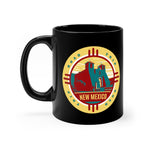 Front view of black mug with New Mexico Road Trip logo