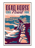 Vintage illustration of traveler at Dead Horse Point State Park