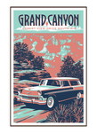 Illustration of vintage car at Grand Canyon National Park