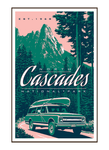Illustration of vintage car at North Cascades National Park