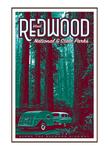 Illustration of vintage car at Redwoods National Park and State Parks