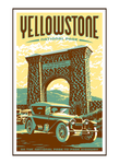 Illustration of vintage car at Yellowstone National Park