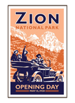 Illustration of vintage car at Zion National Park