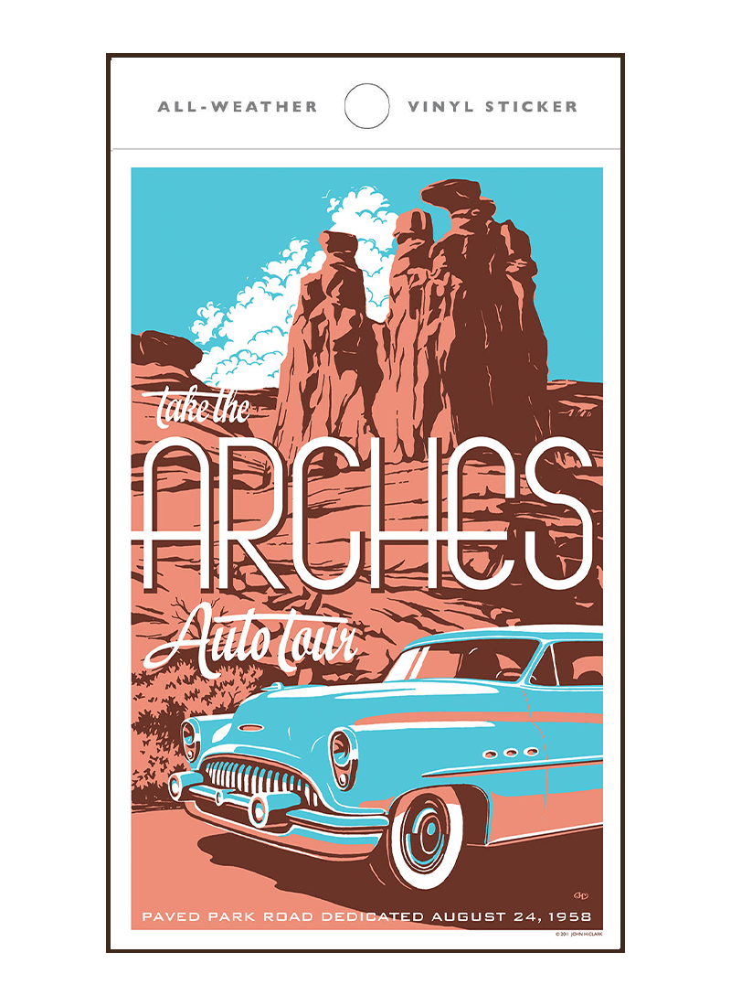 Yellowstone National Park Touring Car - Vintage Style Travel Decal / Vinyl Sticker