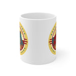Side view of white mug with New Mexico Road Trip logo