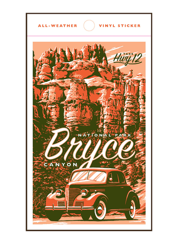 Illustration of vintage car at Bryce Canyon National Park