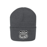 Gray beanie with Scenic Hwys logo embroidered on front