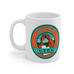 Front view of white mug with Utah Road Trip logo