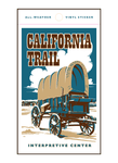 Vintage-style illustration of covered wagon at California Trail Interpretive Center