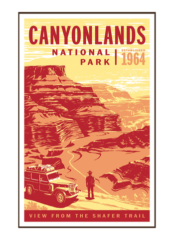 Illustration of vintage car at Canyonlands National Park