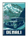 Illustration of vintage bus at Denali National Park