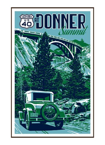 Illustration of vintage car at Donner Memorial State Park