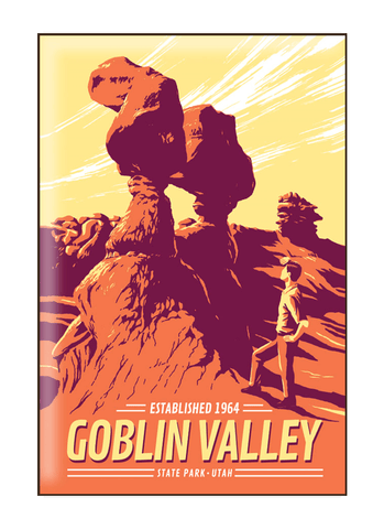 Illustration of tourist at Goblin Valley State Park