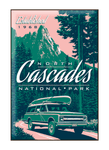 Illustration of vintage car at Liberty Mountain in North Cascades National Park