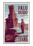Vintage-style illustration of tourist at Palo Duro Canyon State Park