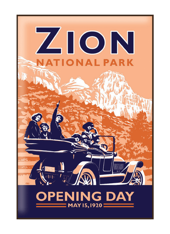 Illustration of vintage car at Zion National Park